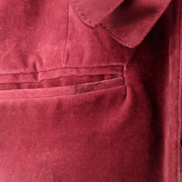Vintage Old Navy Blazer Women’s Burgundy Velvet Silky Bow Detail | Small - Picture 7 of 8